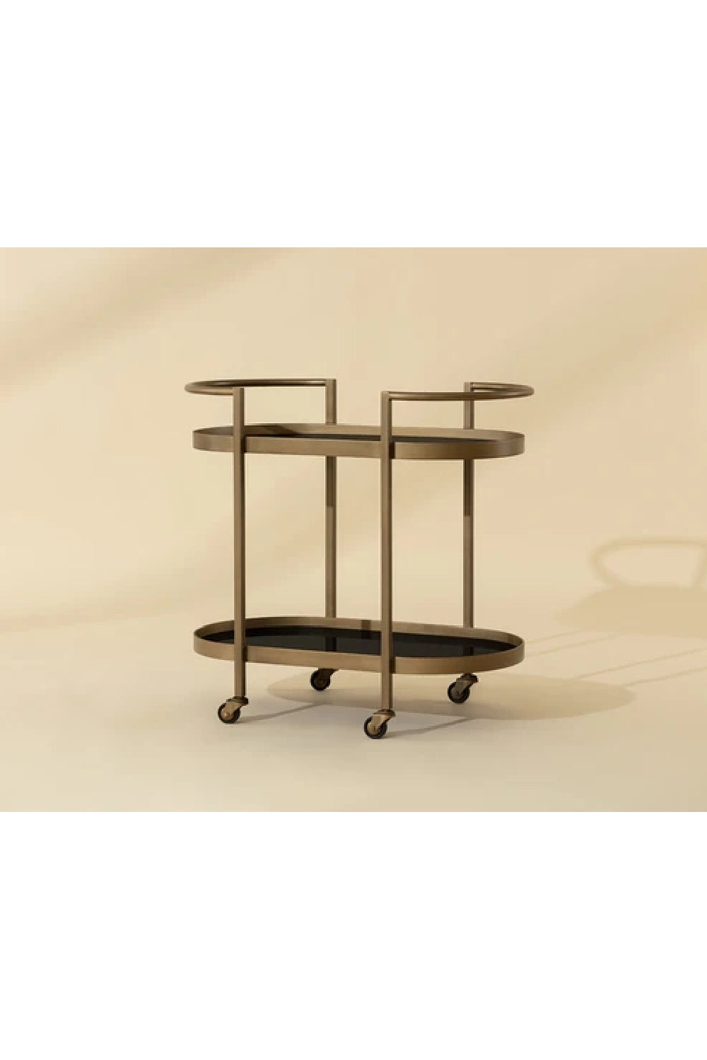Antique Brass Bar Cart by Splendido Bartlett Trolley, alternate view 8