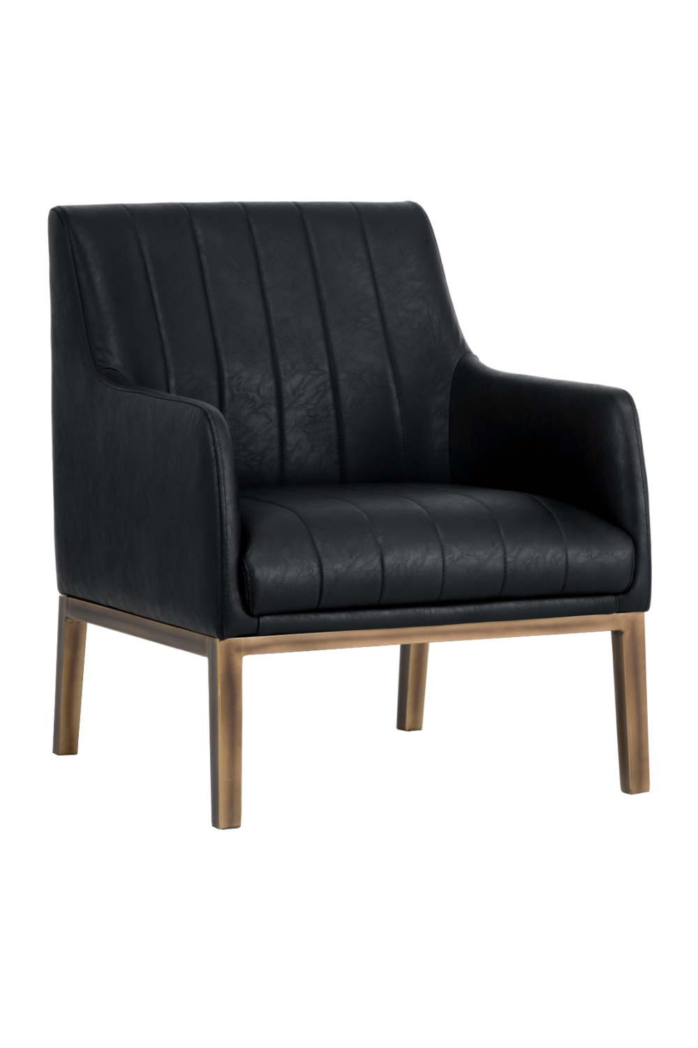 Black Leather Channeled Lounge Chair by Splendido Wolfe Accent Chair