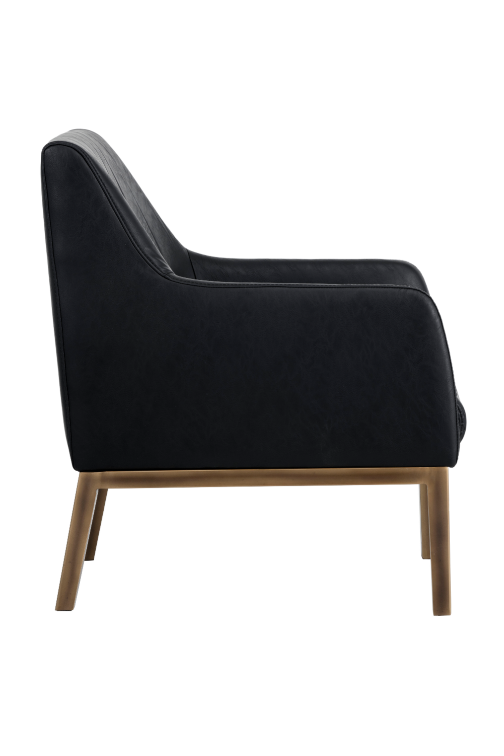 Black Leather Channeled Lounge Chair by Splendido Wolfe Accent Chair, alternate view 3