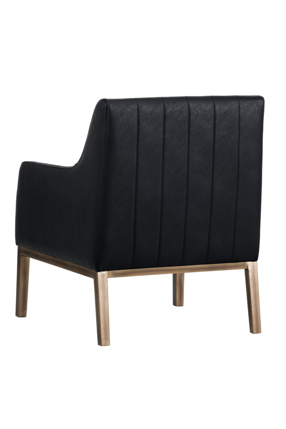 Black Leather Channeled Lounge Chair by Splendido Wolfe Accent Chair, alternate view 4