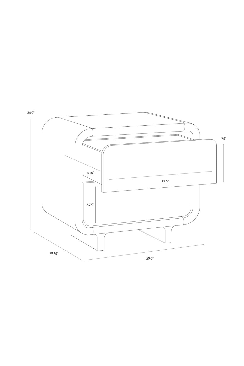 2-Drawer Oak Nightstand | Splendido Koa | Oroa.com