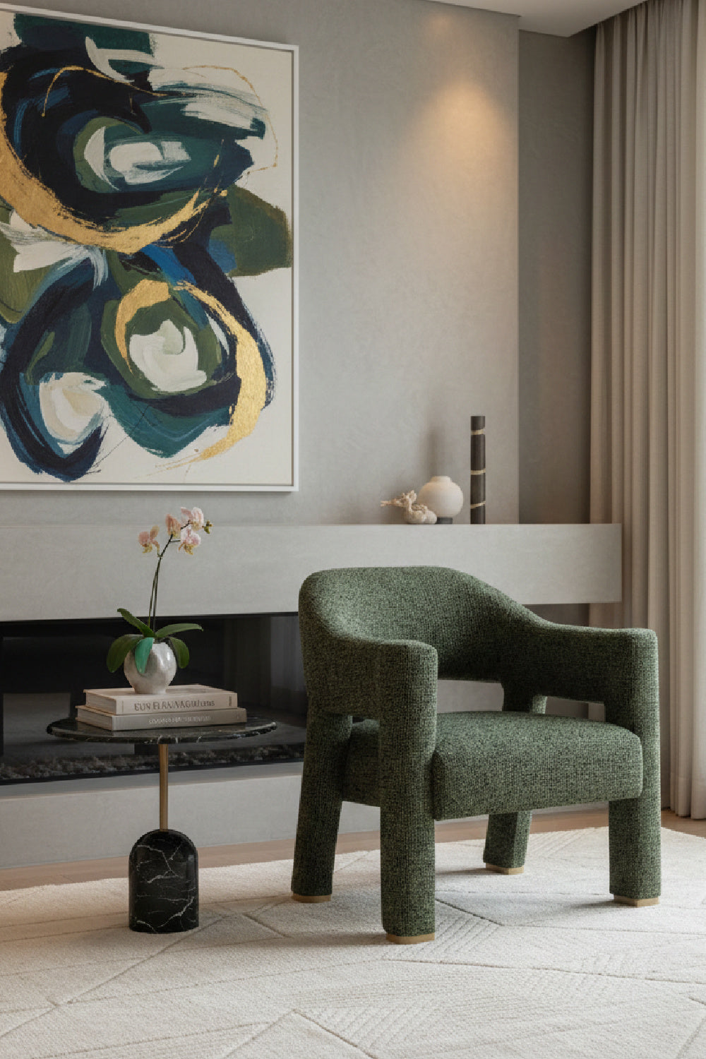 Green Cutout-Back Lounge Chair by Splendido Prisca Accent Chair, alternate view 2