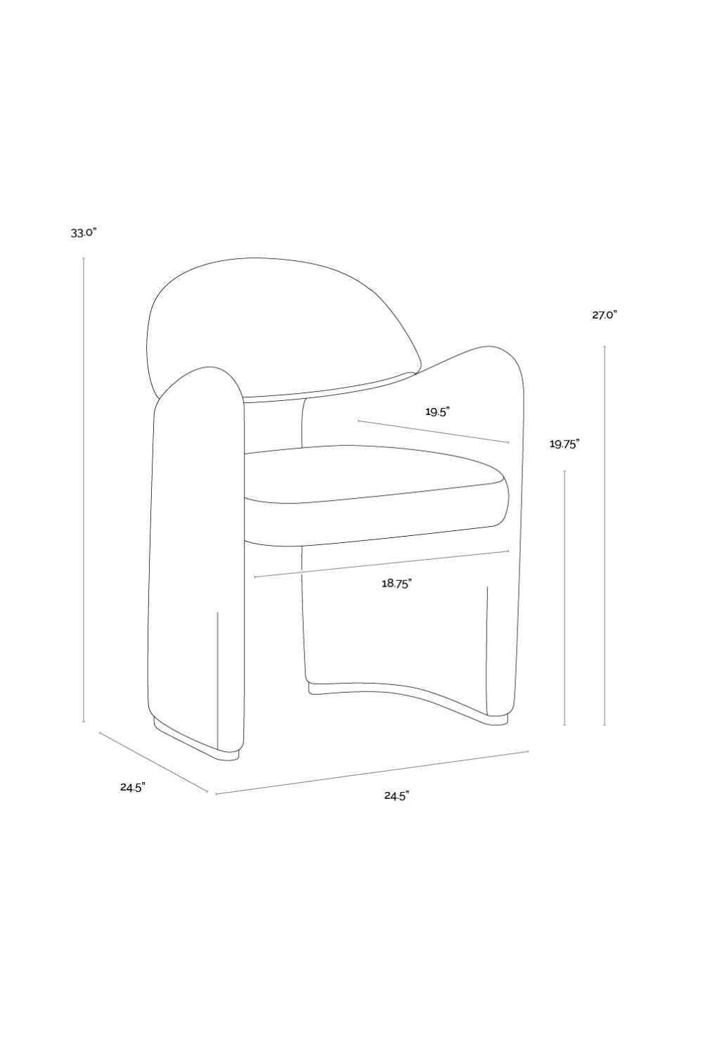 Modern Art Deco Dining Armchair by Splendido Snowden Dining Chair, alternate view 7