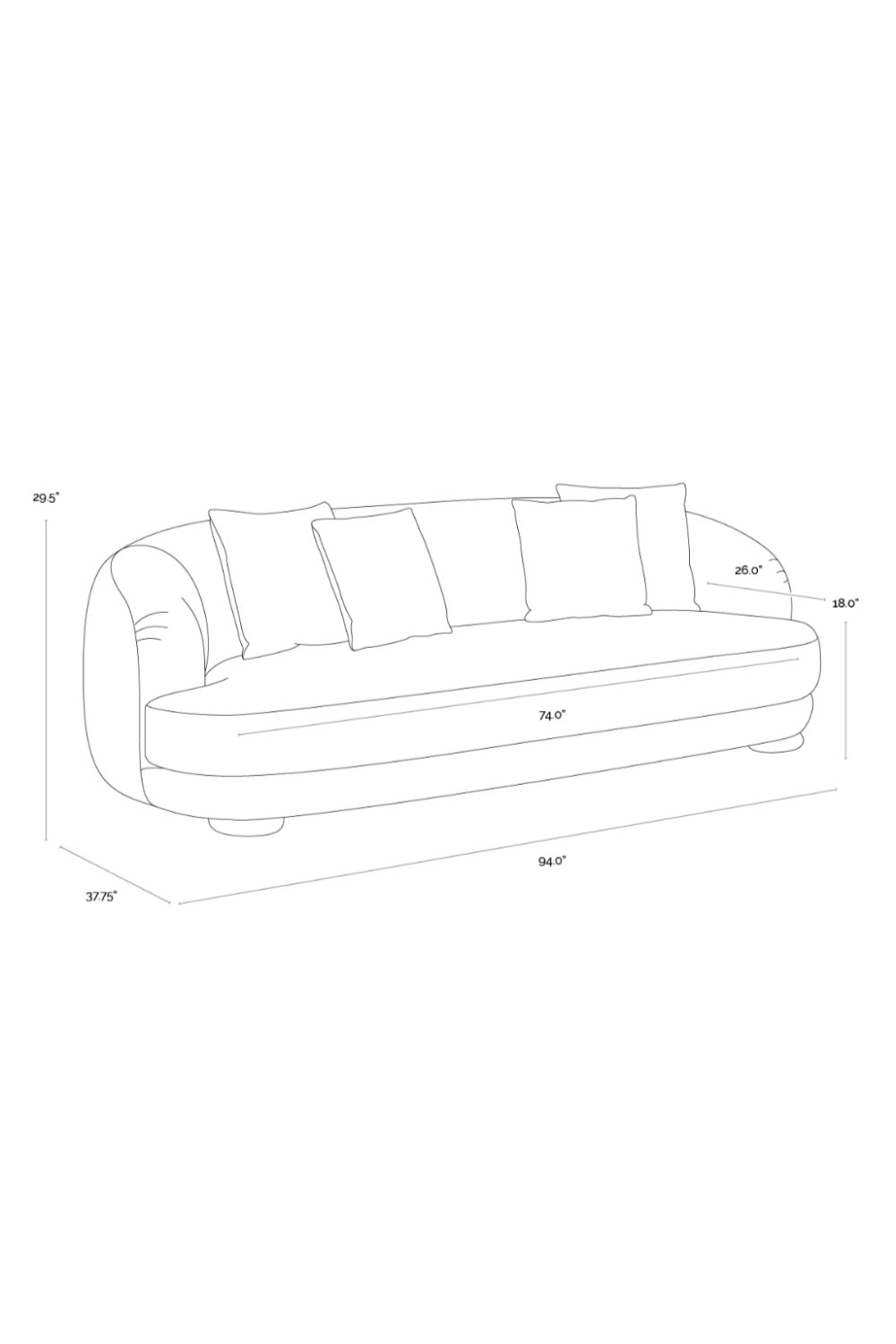 Minimalist Rounded-Back Sofa by Splendido Valentina, alternate view 10