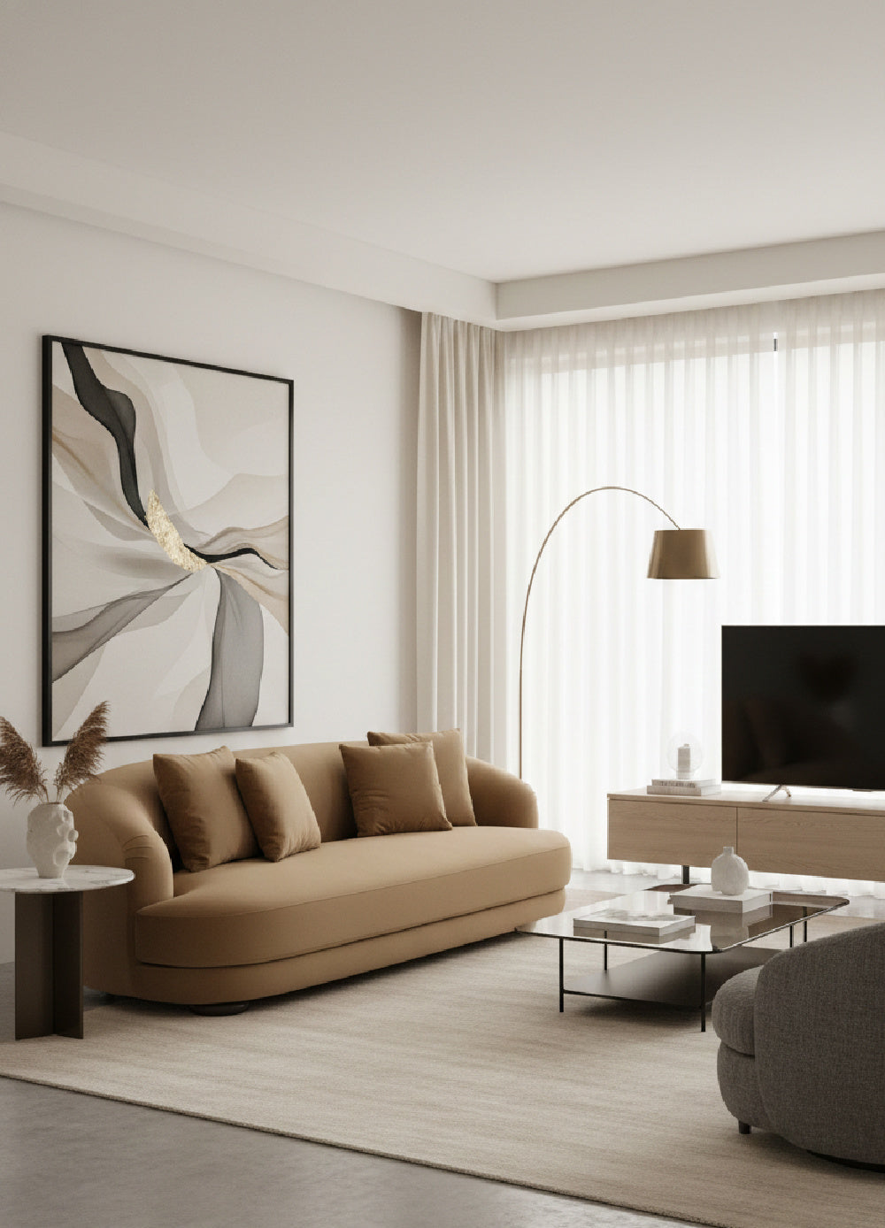 Minimalist Rounded-Back Sofa by Splendido Valentina, alternate view 2