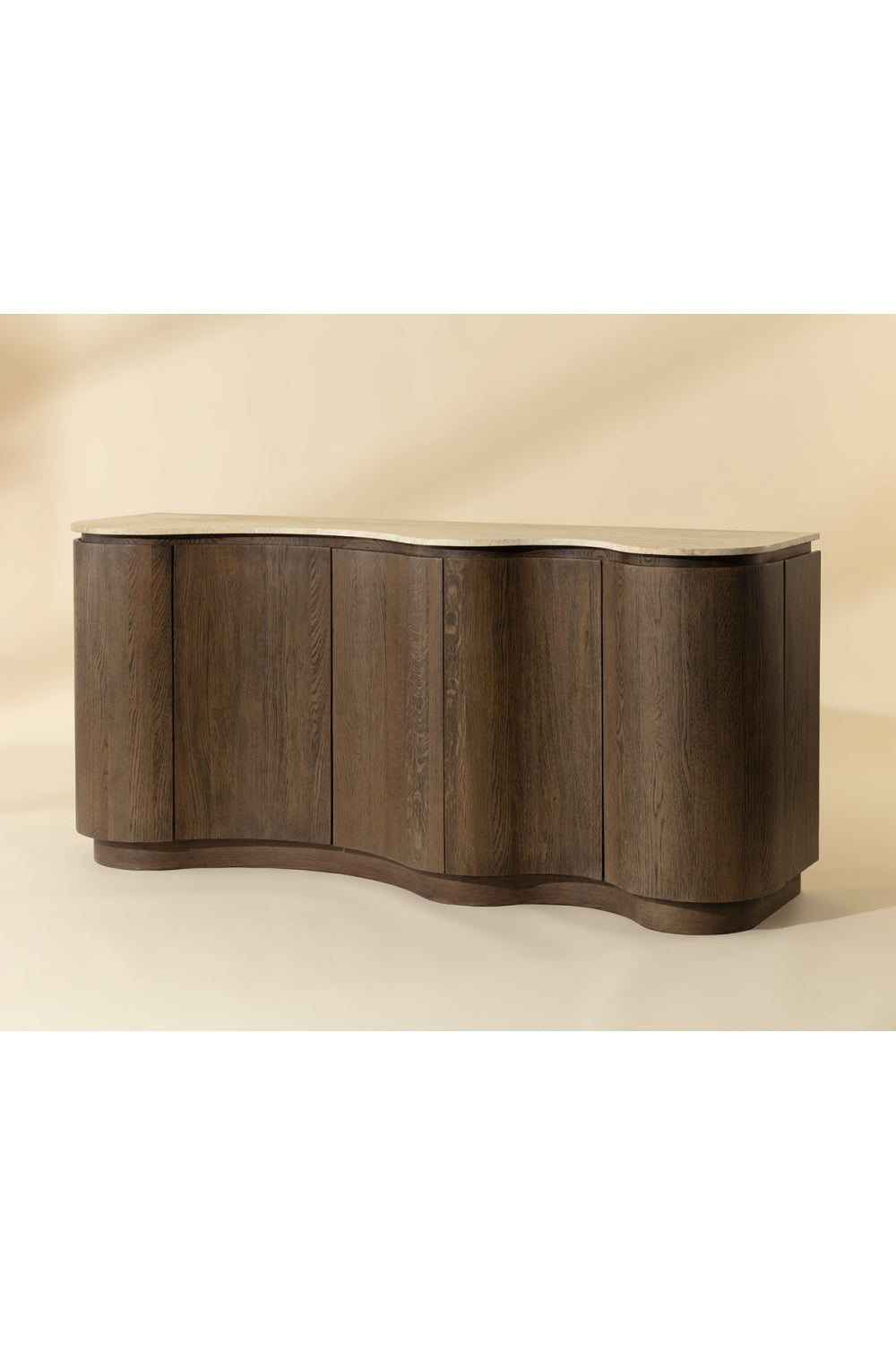 Solid Oak Sideboard with Travertine Top by Splendido Fable, alternate view 11