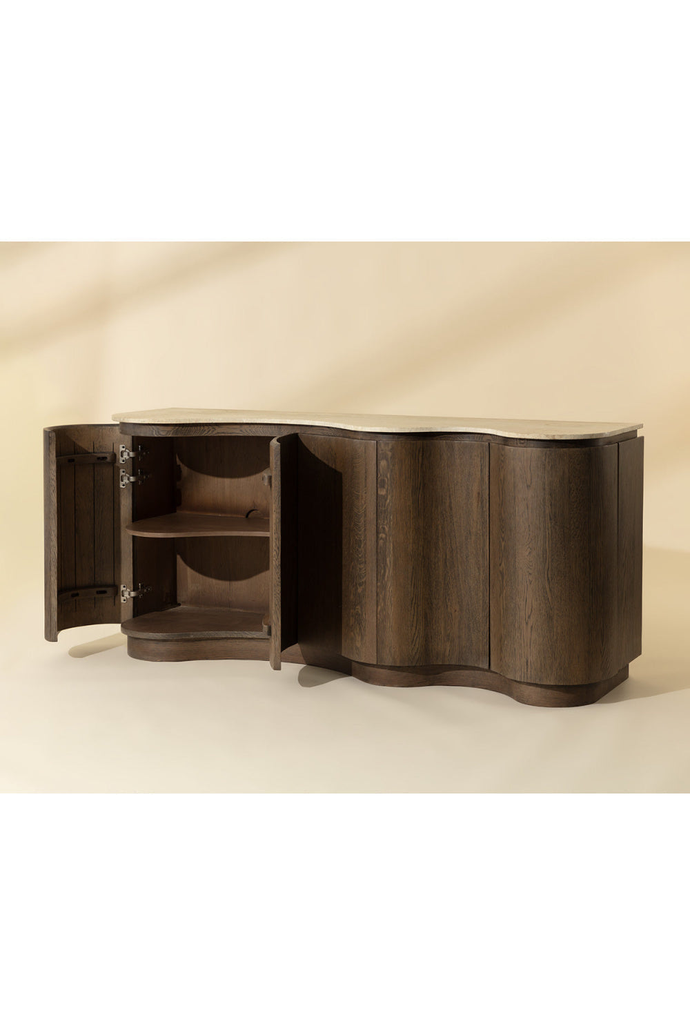 Solid Oak Sideboard with Travertine Top by Splendido Fable, alternate view 12