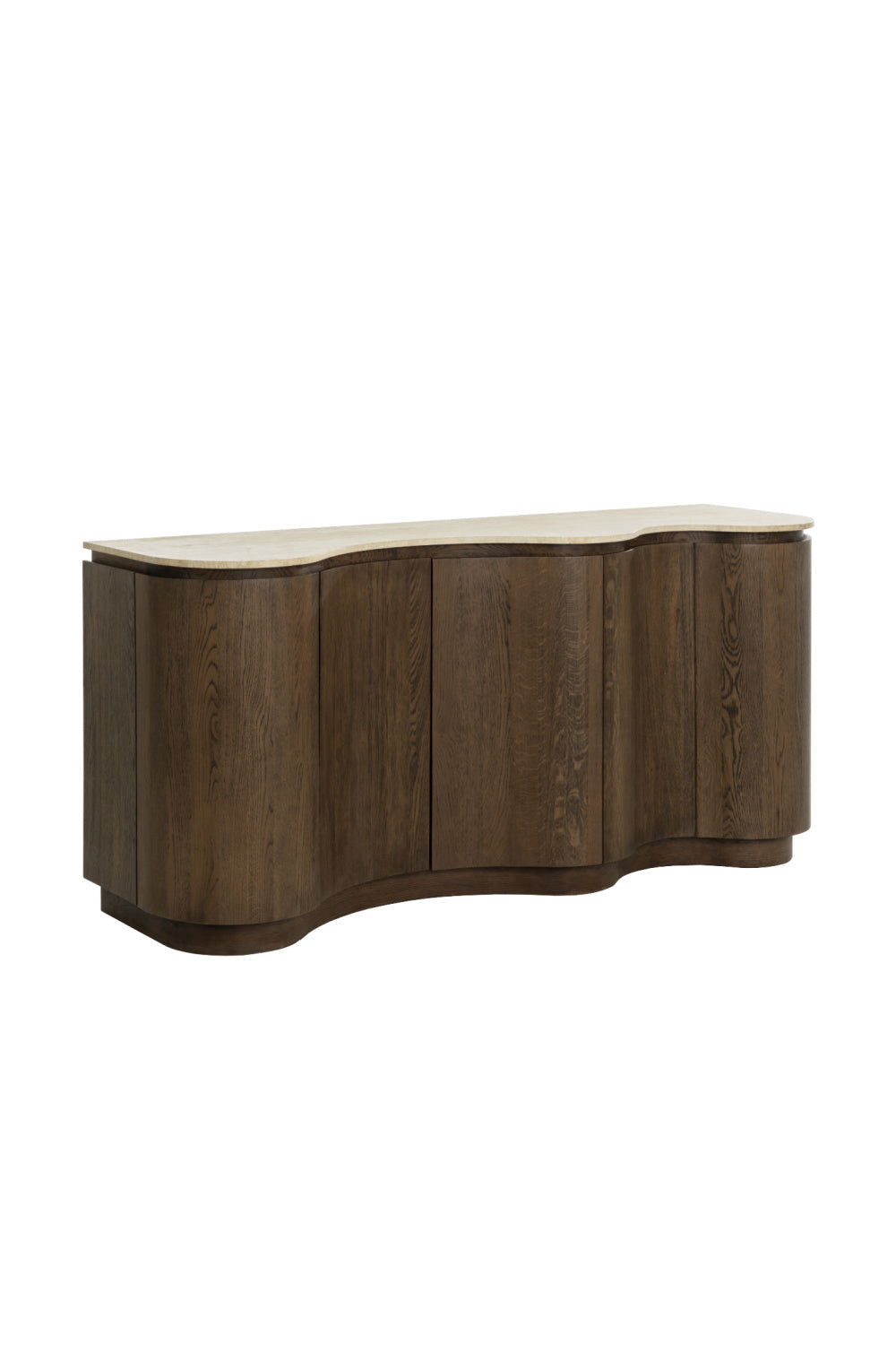 Solid Oak Sideboard with Travertine Top by Splendido Fable, alternate view 3