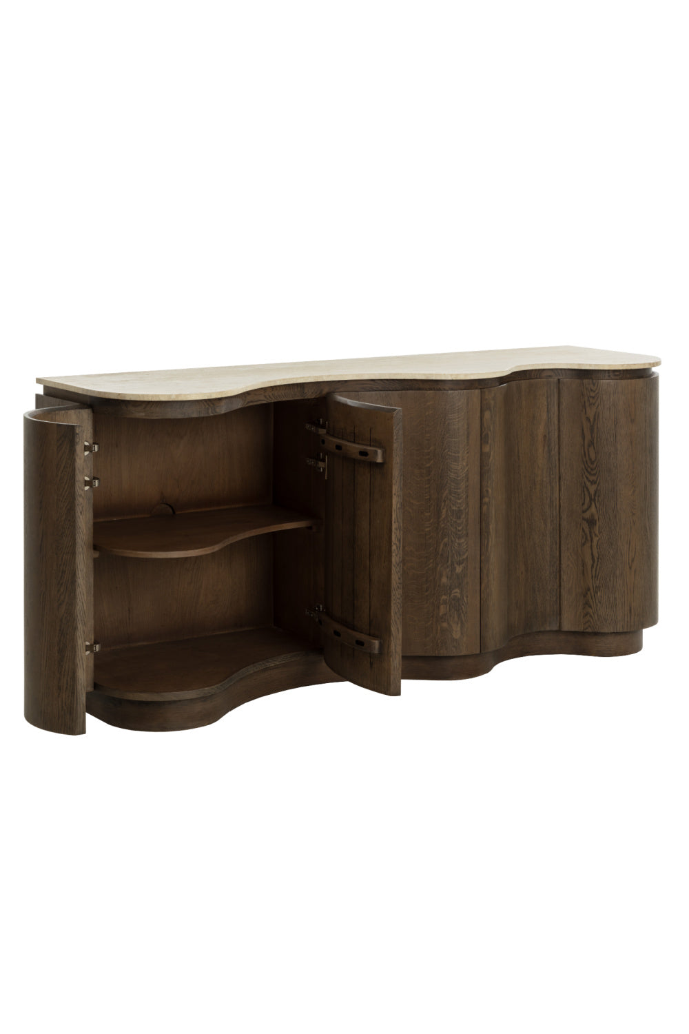 Solid Oak Sideboard with Travertine Top by Splendido Fable, alternate view 5