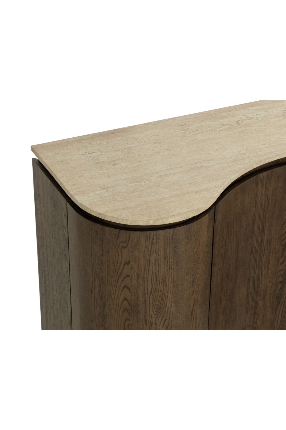 Solid Oak Sideboard with Travertine Top by Splendido Fable, alternate view 8