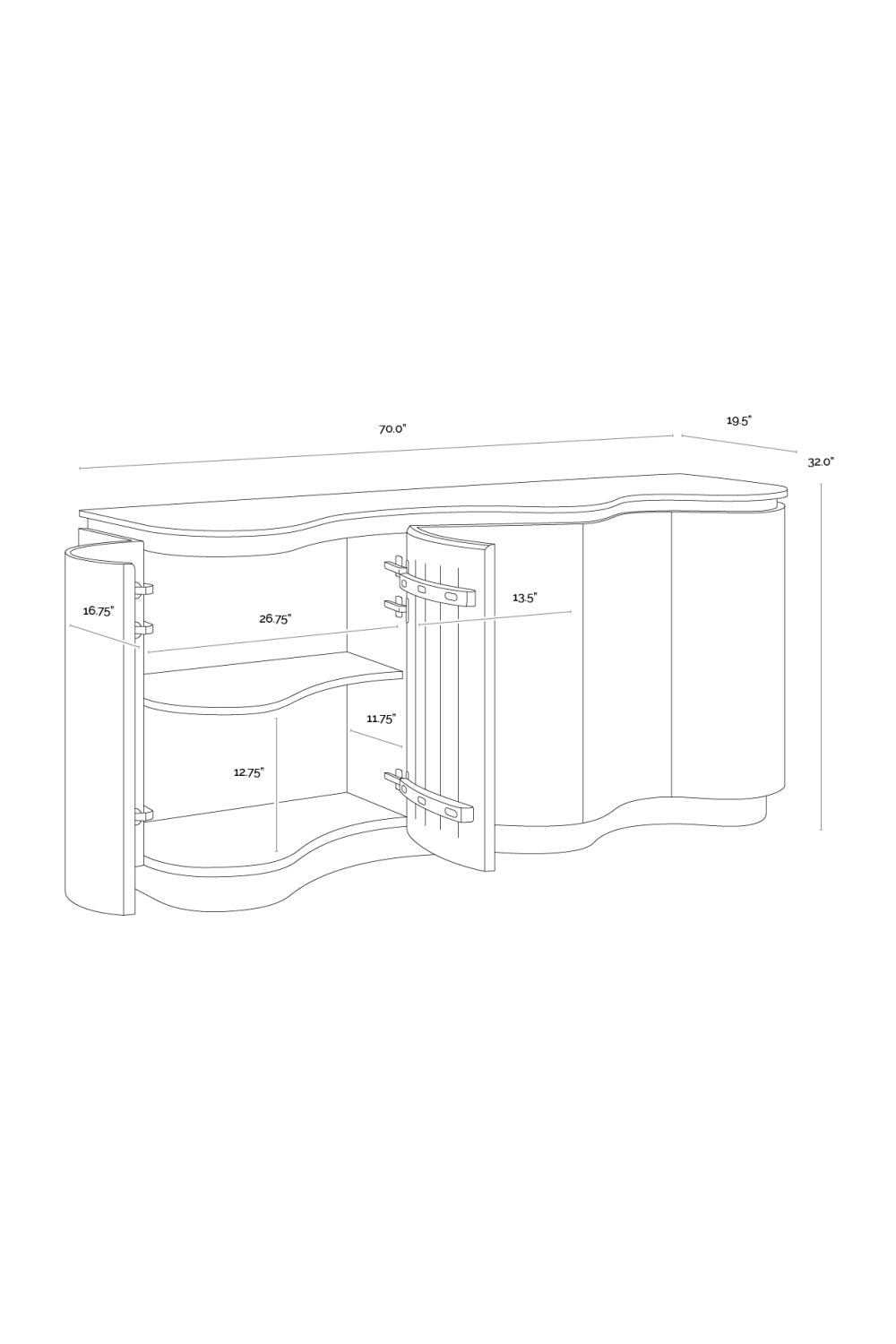 Solid Oak Sideboard with Travertine Top by Splendido Fable, alternate view 9