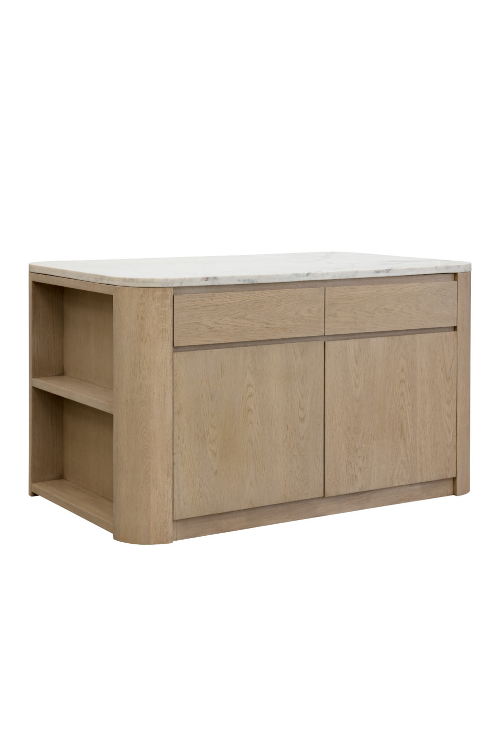 Contemporary Marble Kitchen Island w/ Open Shelving by Splendido Romilly Dining Table, alternate view 3