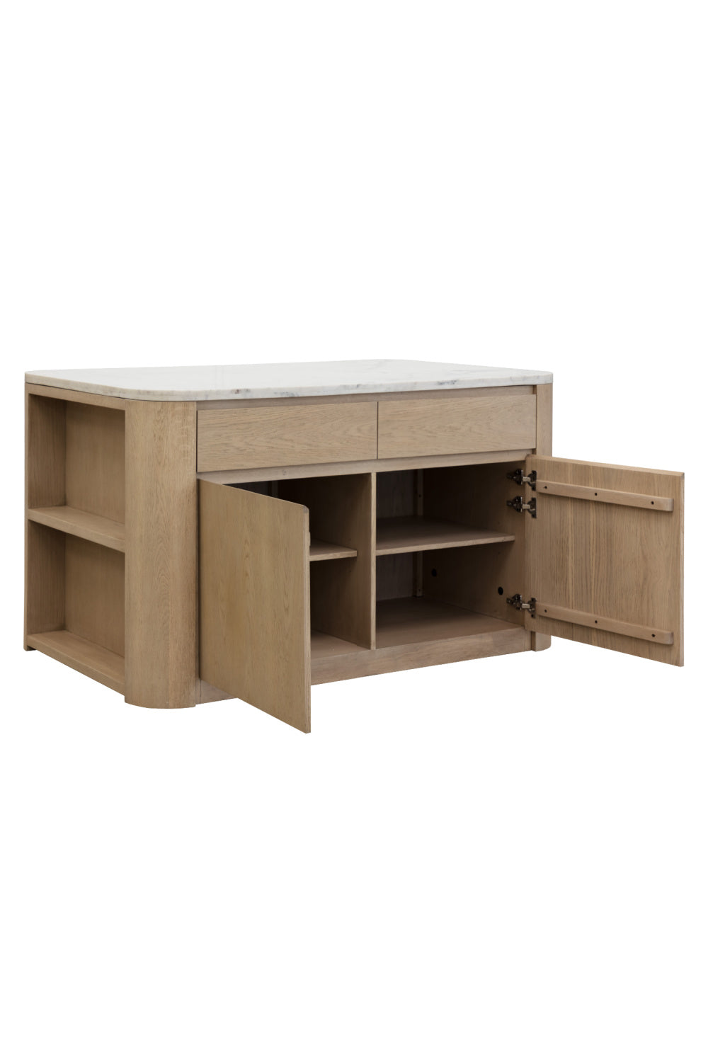 Contemporary Marble Kitchen Island w/ Open Shelving by Splendido Romilly Dining Table, alternate view 4
