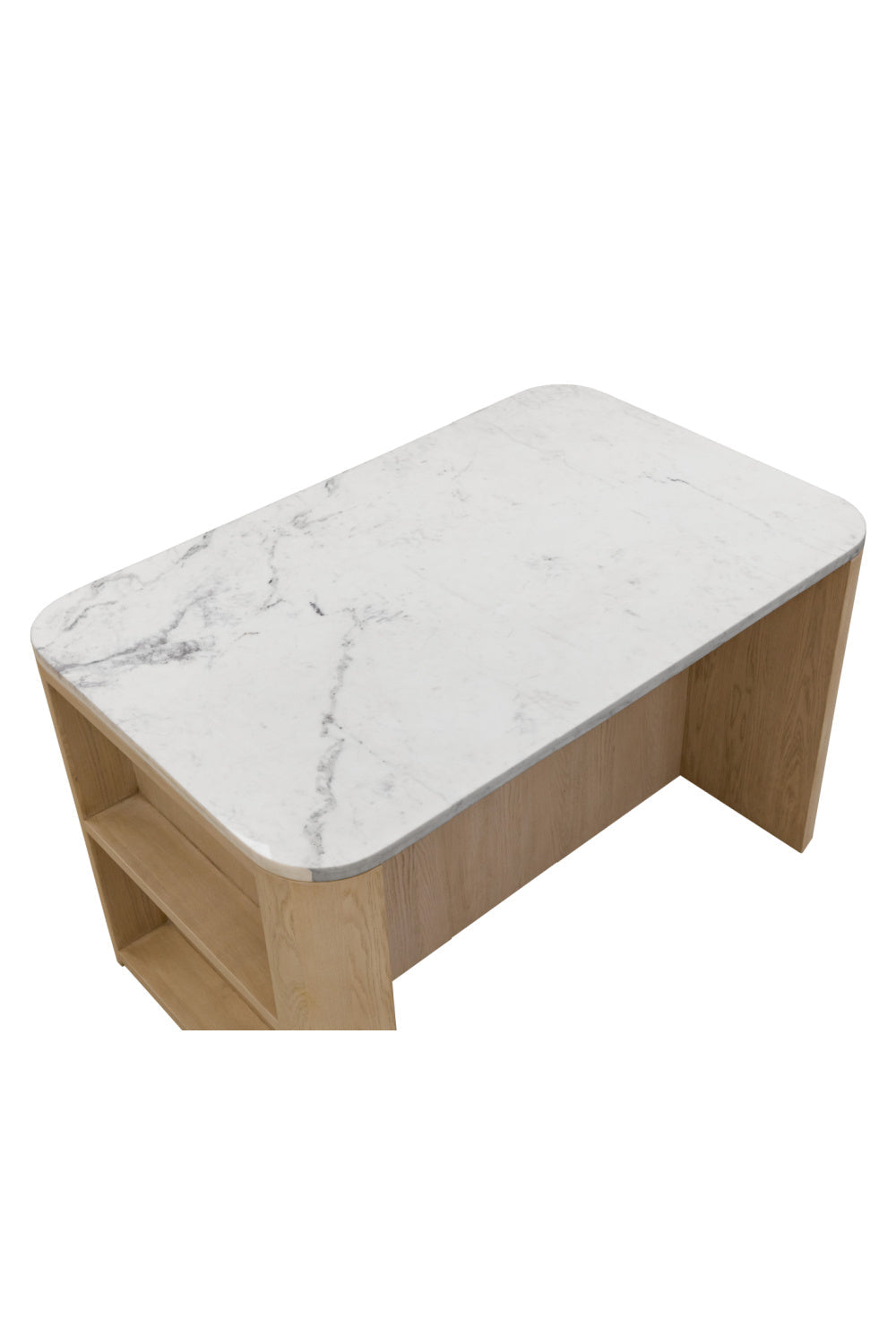 Contemporary Marble Kitchen Island w/ Open Shelving by Splendido Romilly Dining Table, alternate view 6