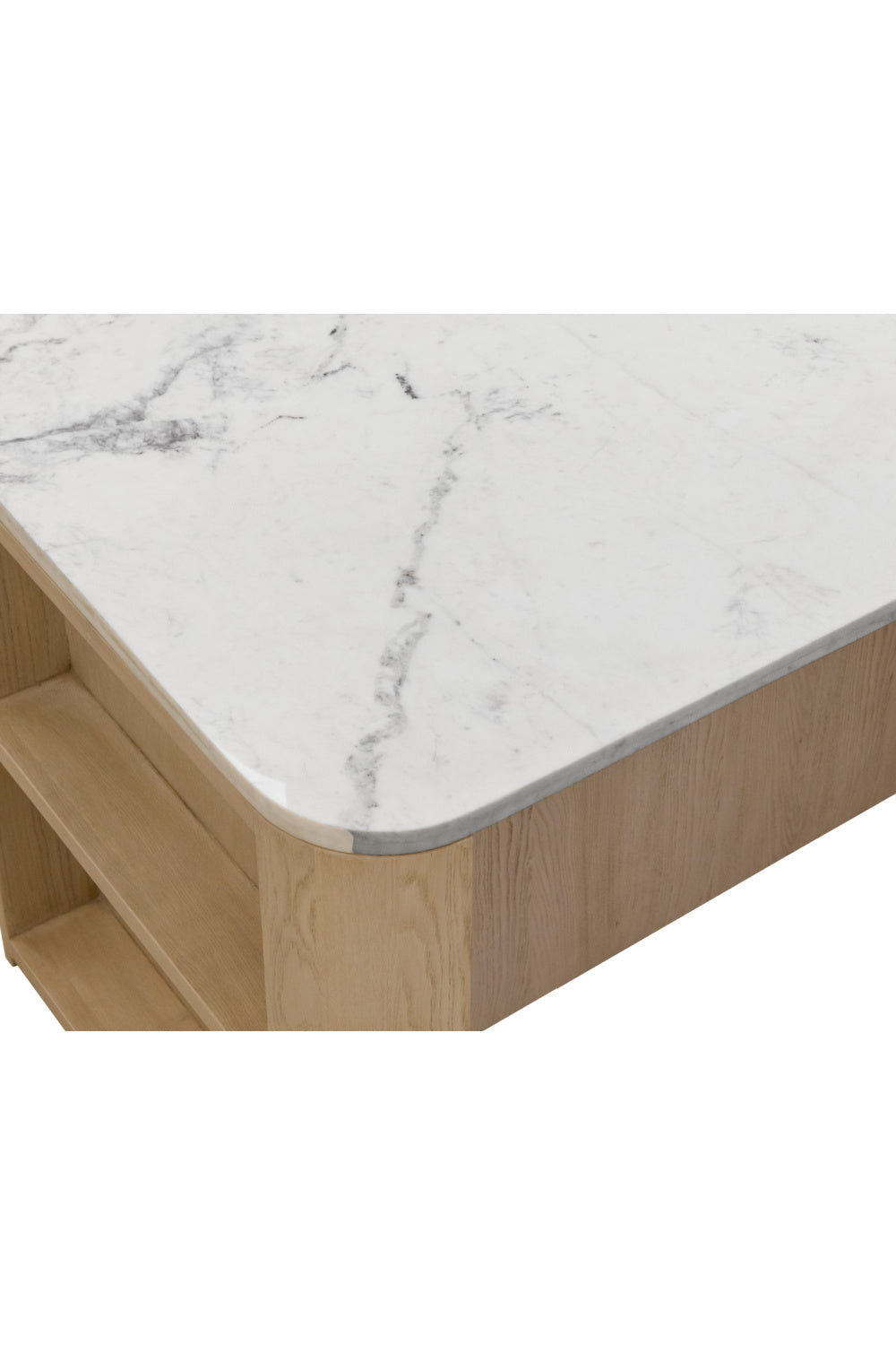 Contemporary Marble Kitchen Island w/ Open Shelving by Splendido Romilly Dining Table, alternate view 7