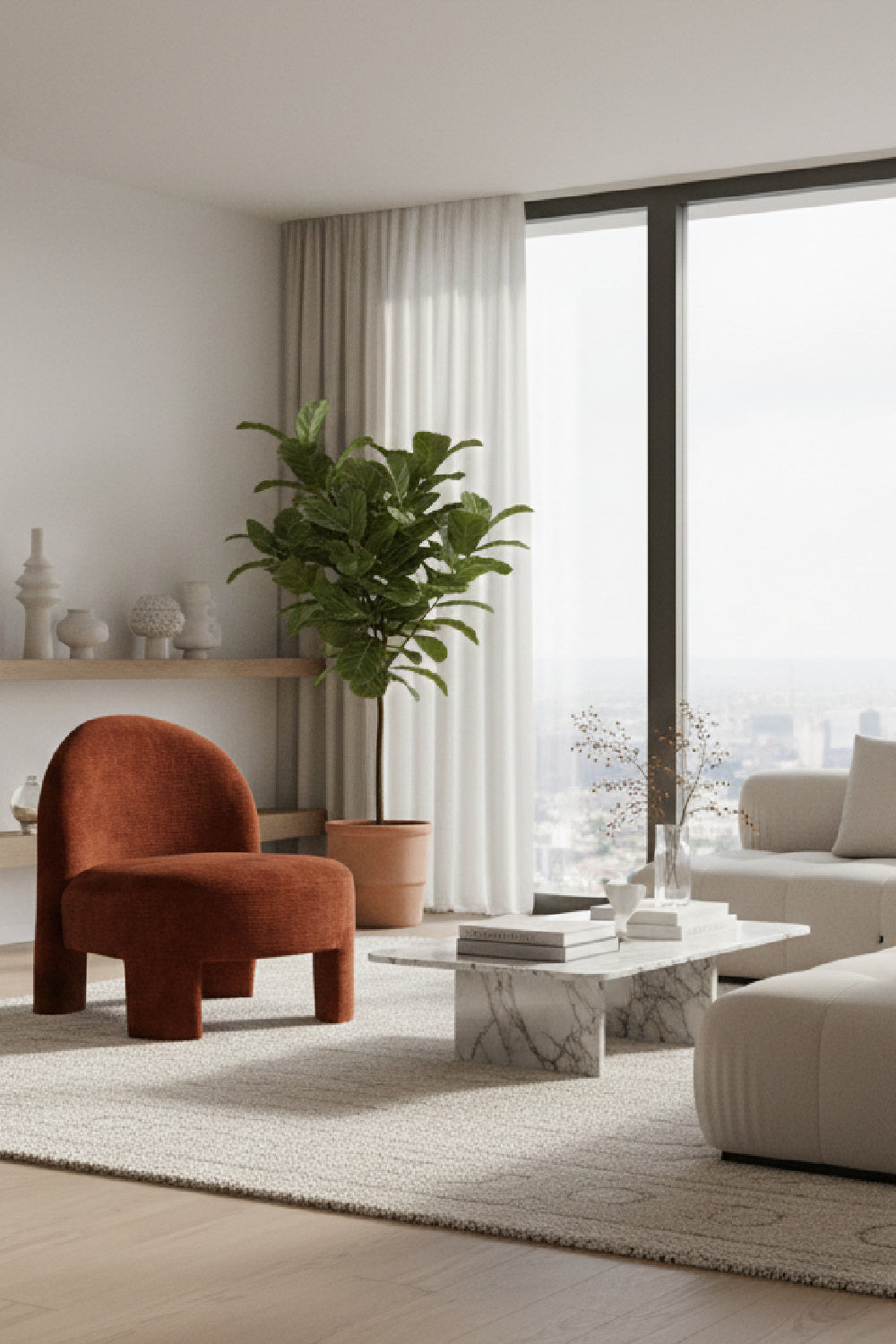 Red Arched-Back Lounge Chair by Splendido Myrtle Accent Chair, alternate view 2
