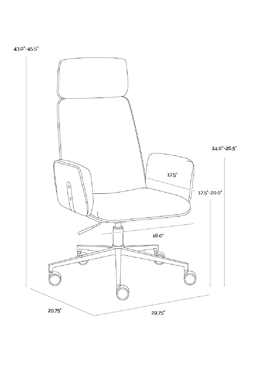 Curved Upholstered Office Chair by Splendido Kalev, alternate view 25
