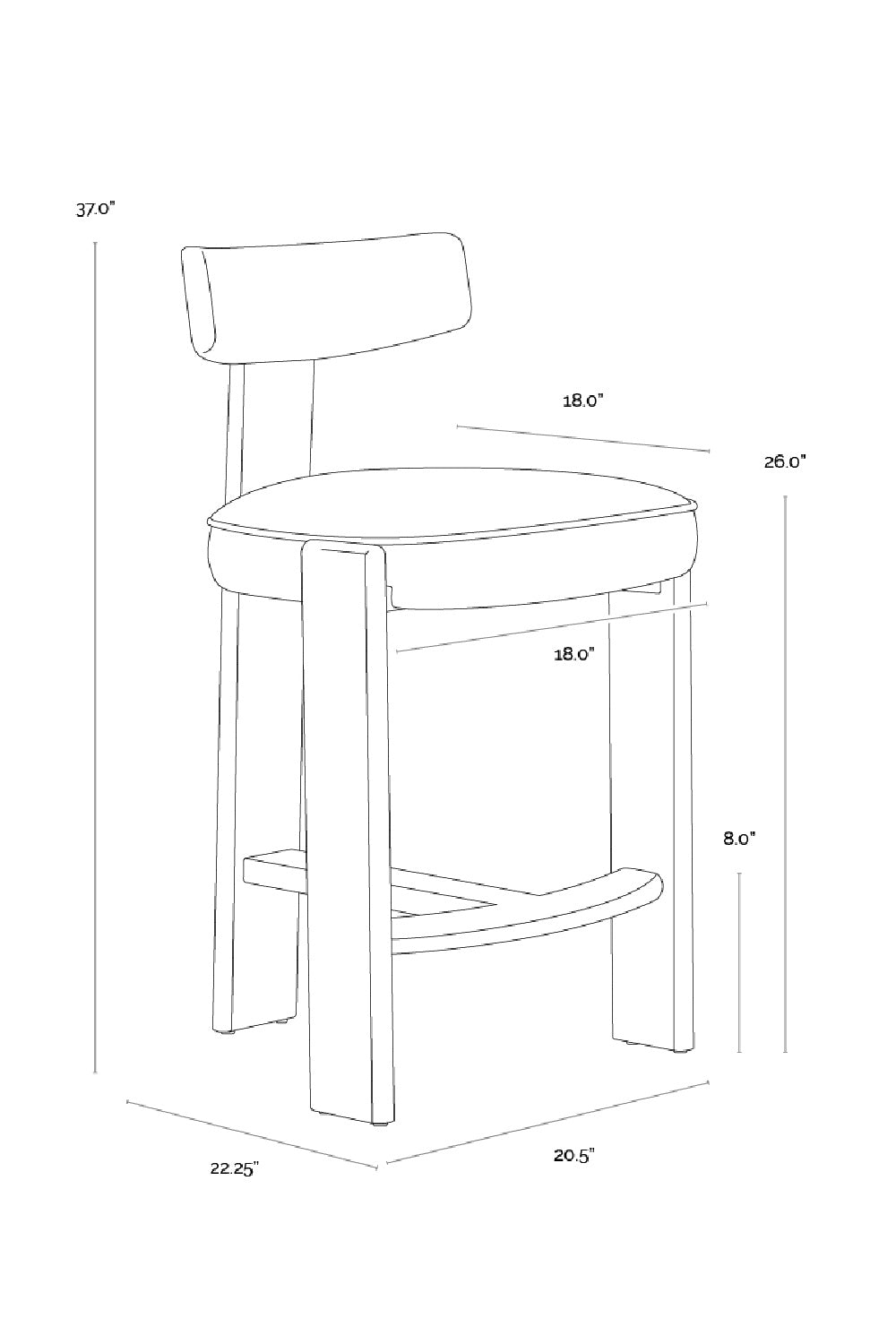 Oak T-Shaped Back Counter Stool by Splendido Horton, alternate view 10