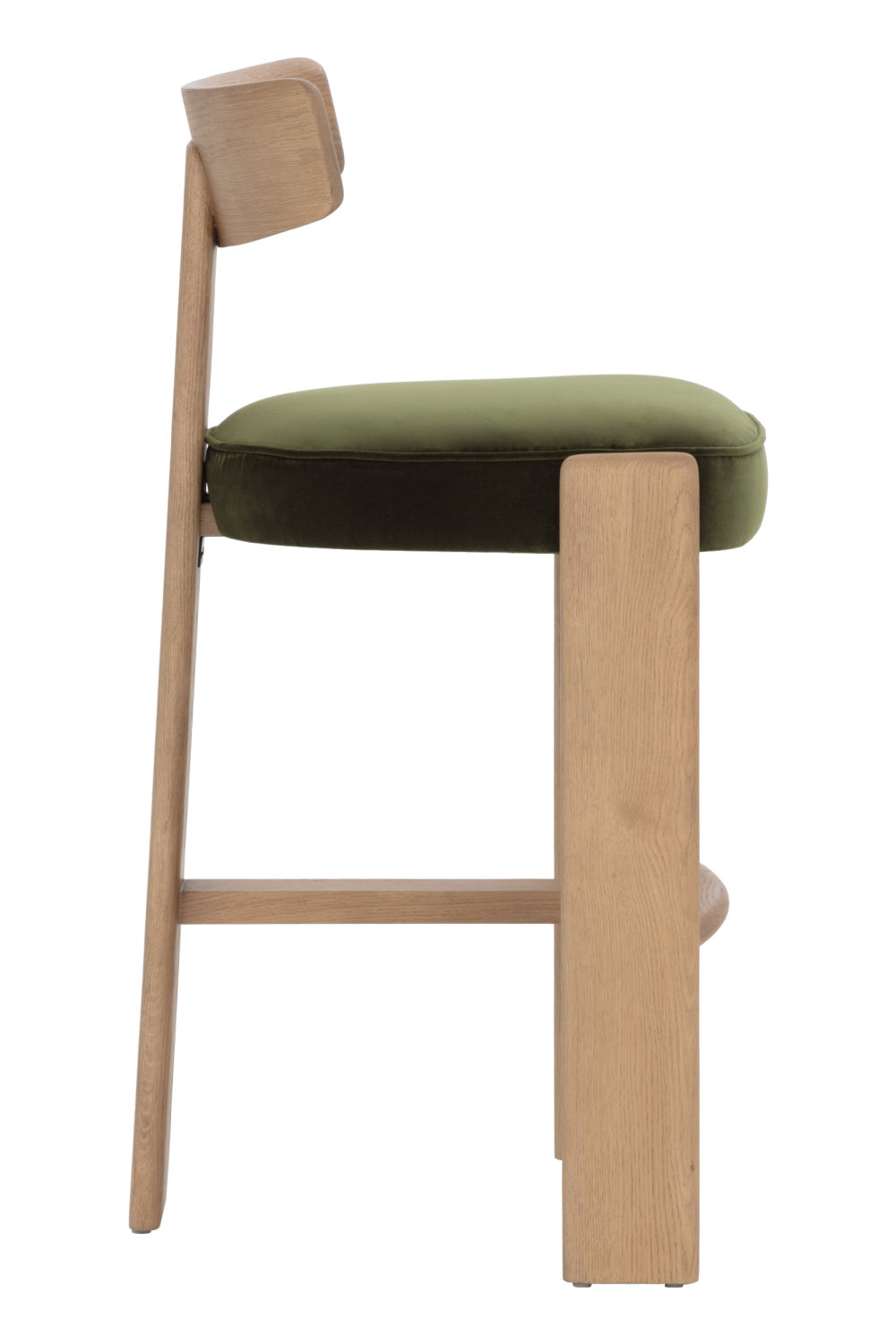 Oak Framed Green Bar Stool by Splendido Horton Barstool, alternate view 4