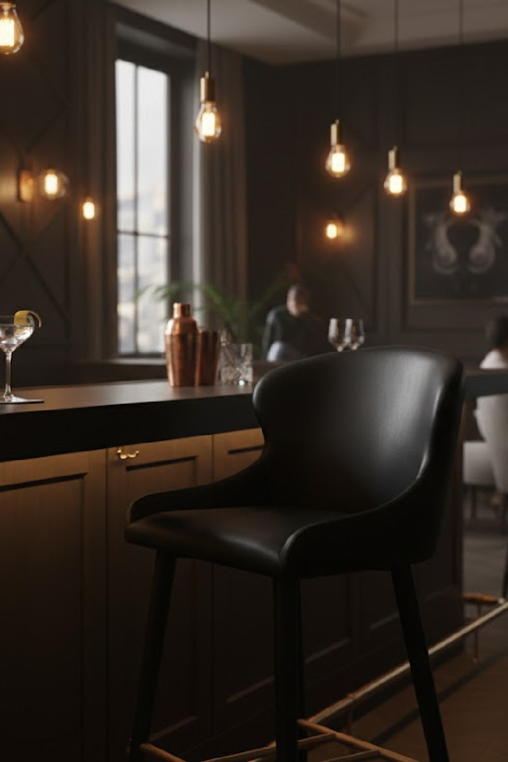 Leather Look Shell Bar Stool by Splendido Evora Barstool, alternate view 12