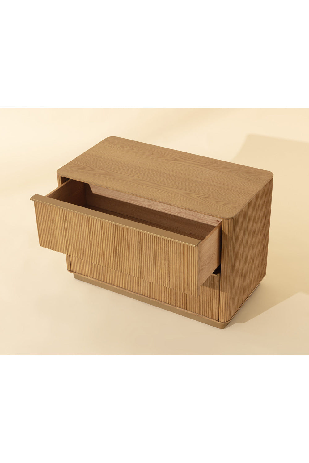Rectangular Rustic Oak & Gold Nightstand by Splendido Kalla, alternate view 12