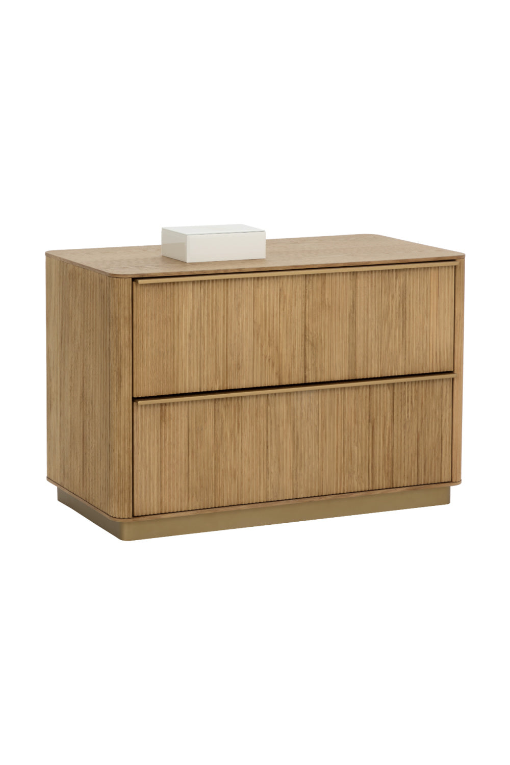 Rectangular Rustic Oak & Gold Nightstand by Splendido Kalla, alternate view 4