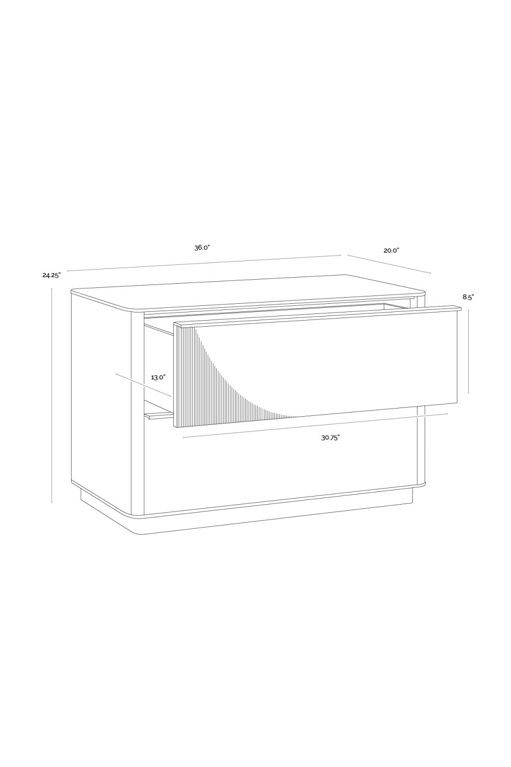 Rectangular Rustic Oak & Gold Nightstand by Splendido Kalla, alternate view 8