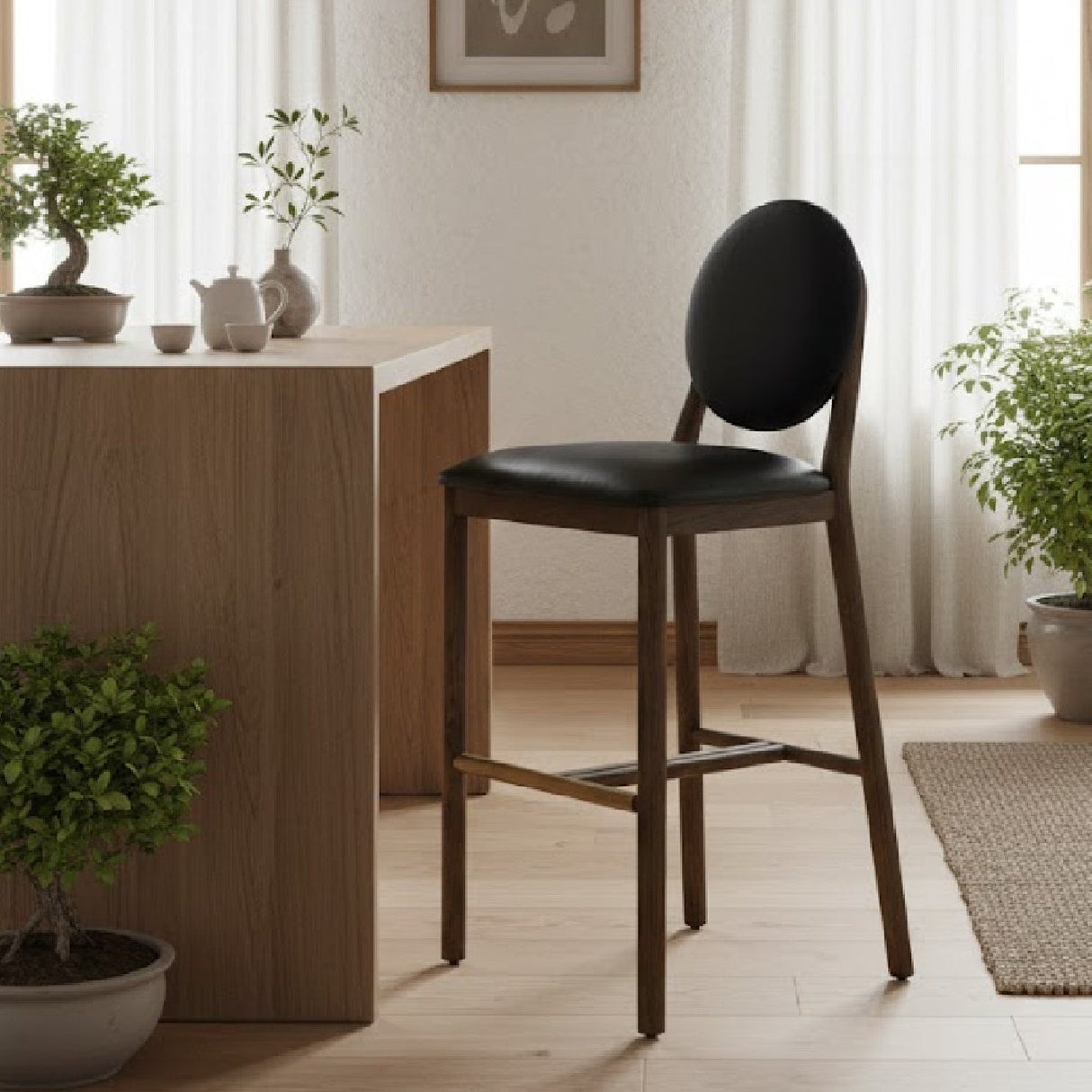 Black Round-Back Bar Stool by Splendido Orabell Barstool, alternate view 2