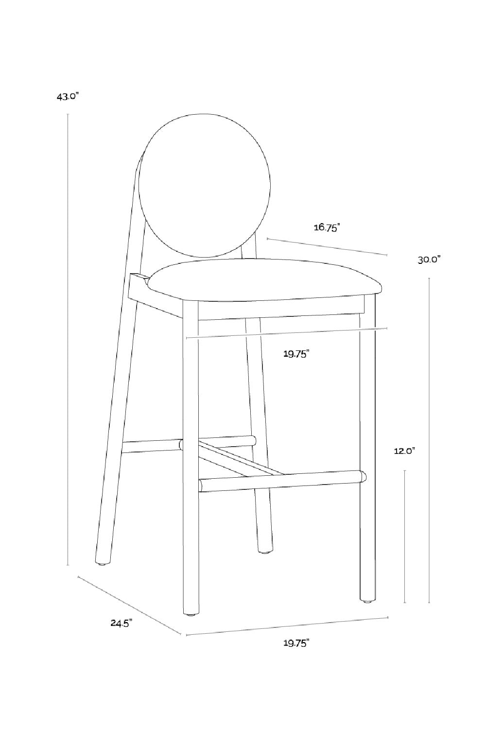Black Round-Back Bar Stool by Splendido Orabell Barstool, alternate view 10