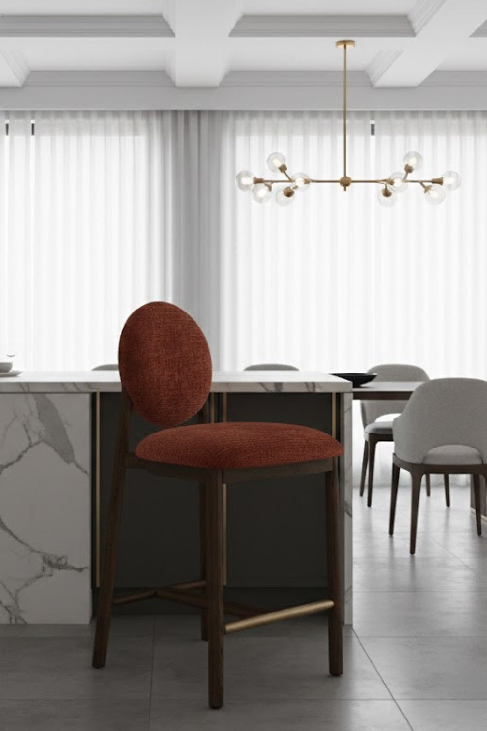Red Rounded-Back Counter Stool by Splendido Orabell, alternate view 2