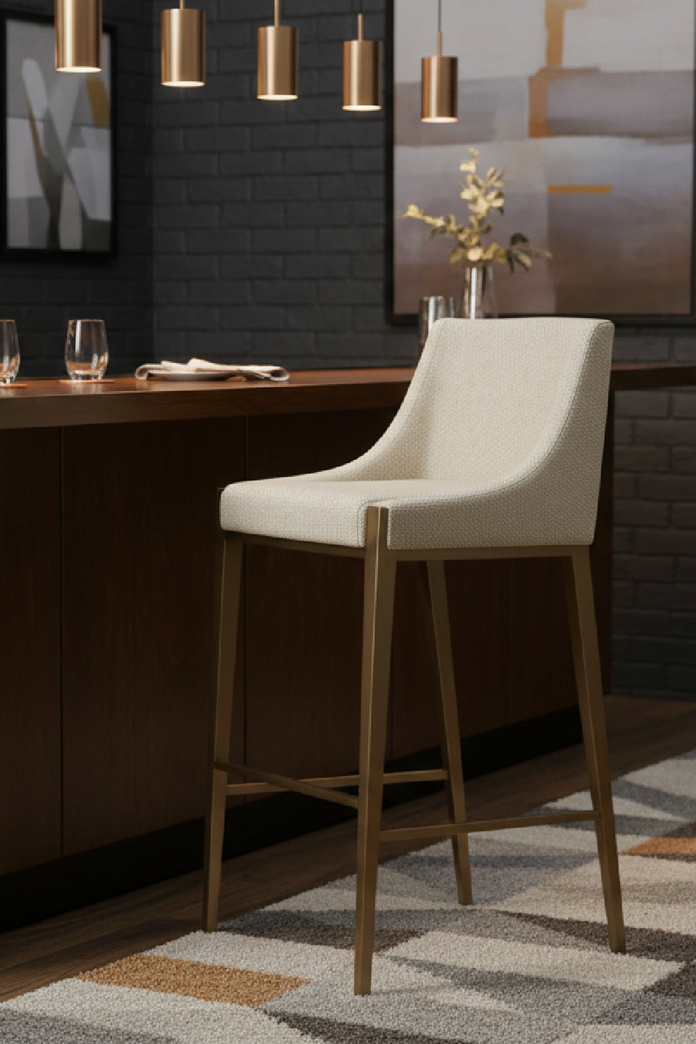 Fabric Upholstered Bar Stool by Splendido Dionne Barstool, alternate view 2