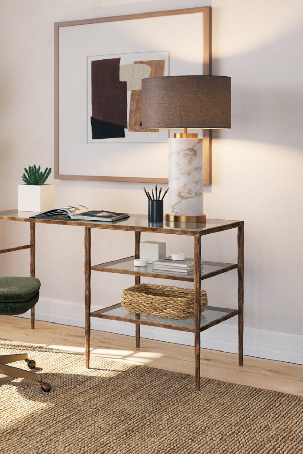 Gray Linen Marble Table Lamp by Splendido Apollolina, alternate view 6