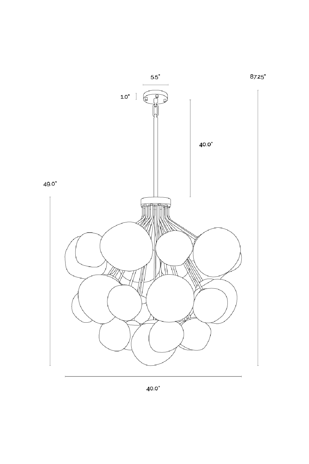 Gray Glass Orbs Chandelier by Splendido Dionis, alternate view 8