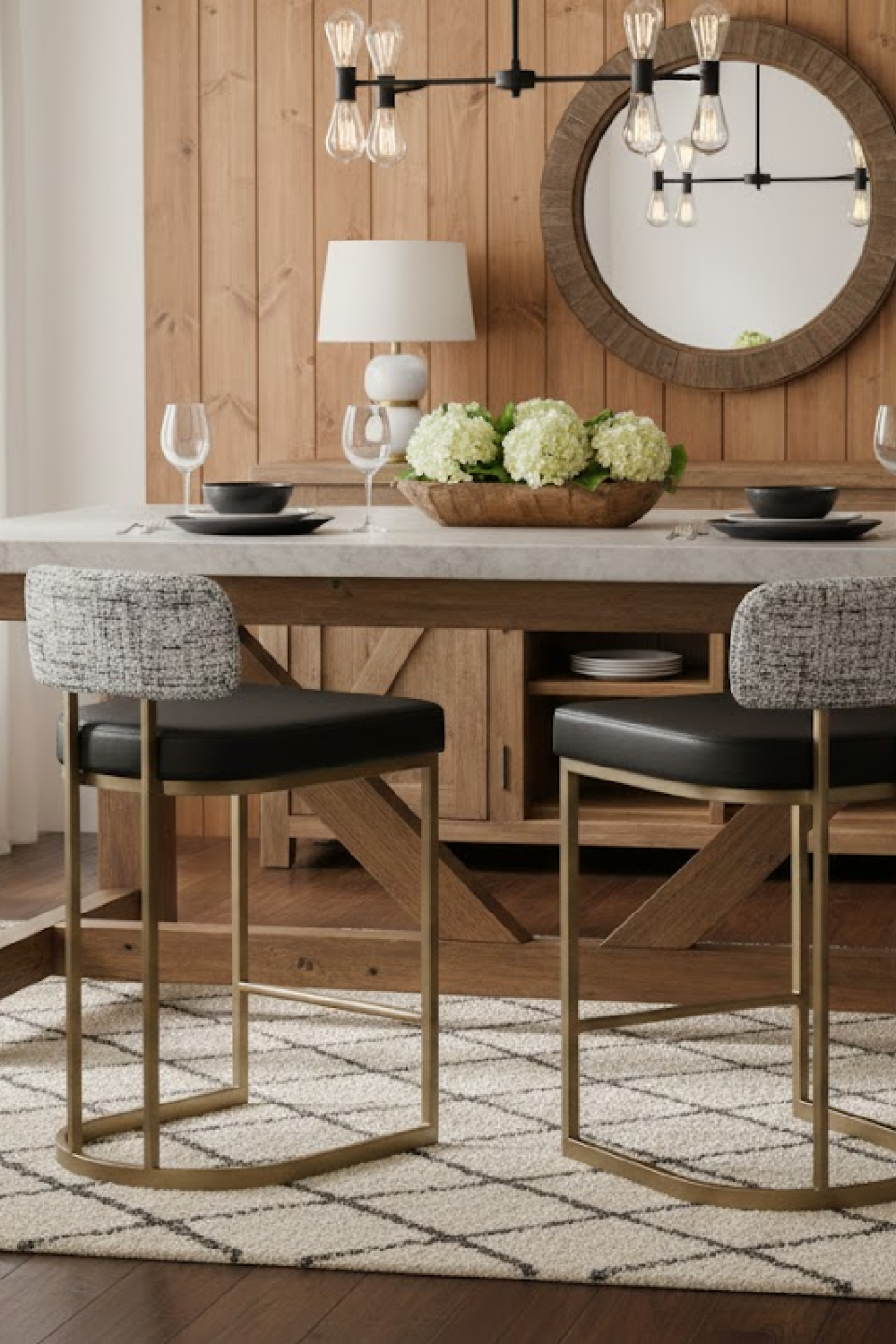 Brass Frame Upholstered Counter Stool by Splendido Larissa, alternate view 2
