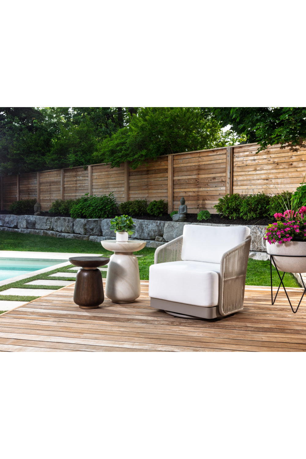 Timber Effect Indoor/Outdoor End Table by Splendido Kiri Outdoor Side Table, alternate view 12