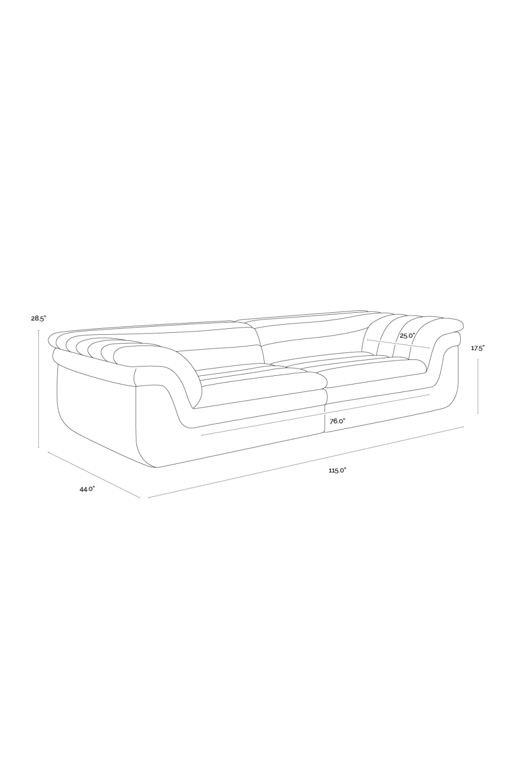 Deep-Channeled Fabric Sofa by Splendido Bello, alternate view 8