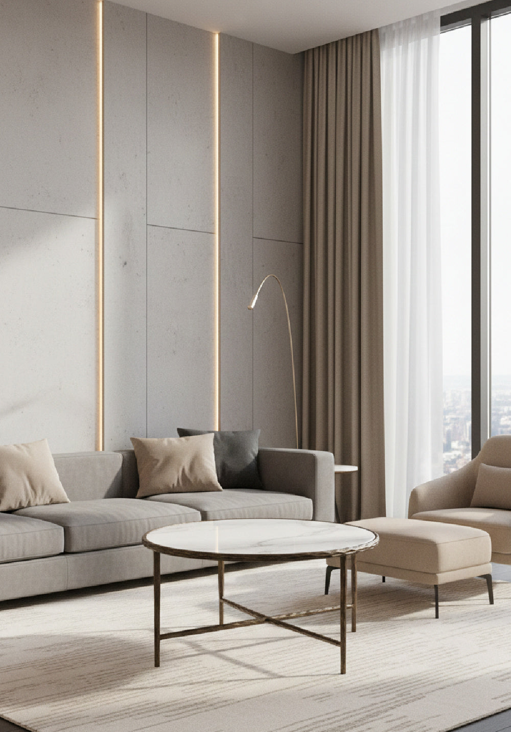 Modern European furniture - Brass Framed Marble Coffee Table - www.oroa.com