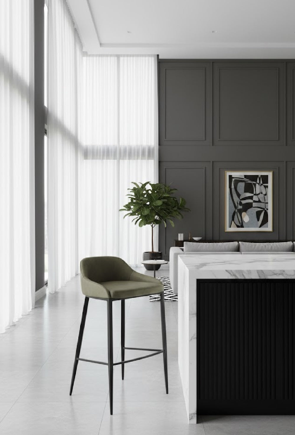Low-Back Leather Look Bar Stool by Splendido Astra Barstool, alternate view 14