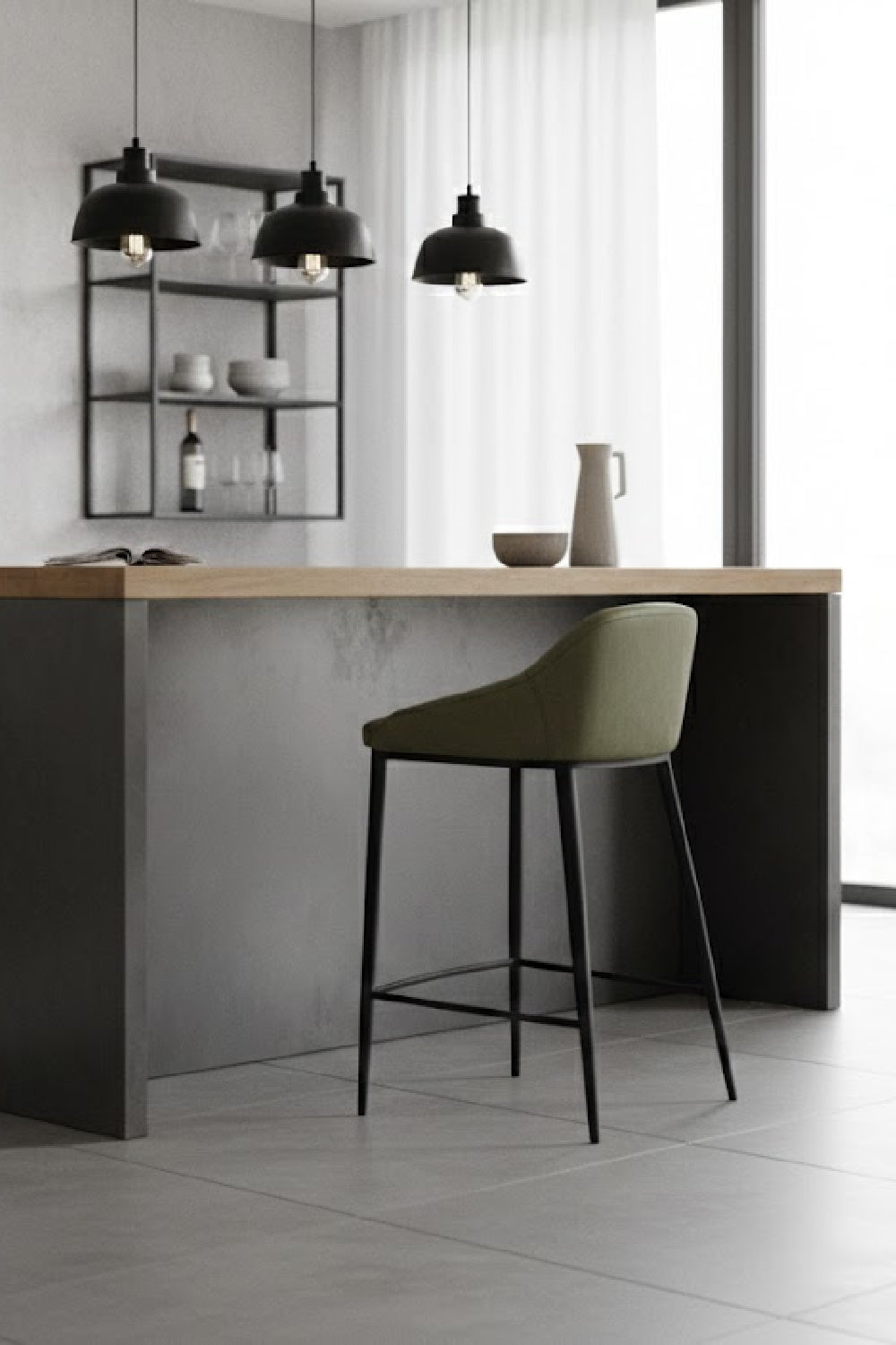 Low-Back Leather-Look Counter Stool by Splendido Astra, alternate view 2