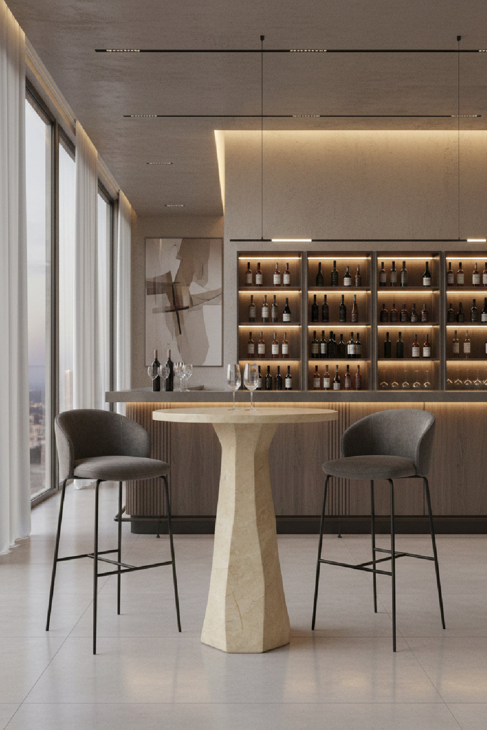 Marble-Inspired Concrete Bar Table by Splendido Kliff Dining Table, alternate view 2