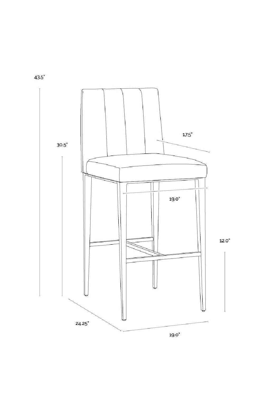 Vertical-Channeled Leather-Look Bar Stool by Splendido Wilbur Barstool, alternate view 23