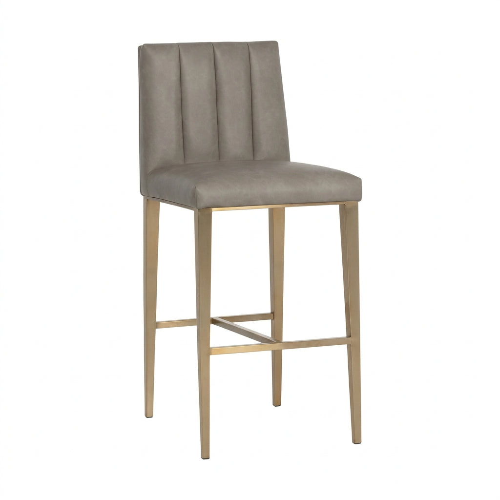 Vertical-Channeled Leather-Look Bar Stool by Splendido Wilbur Barstool, alternate view 14