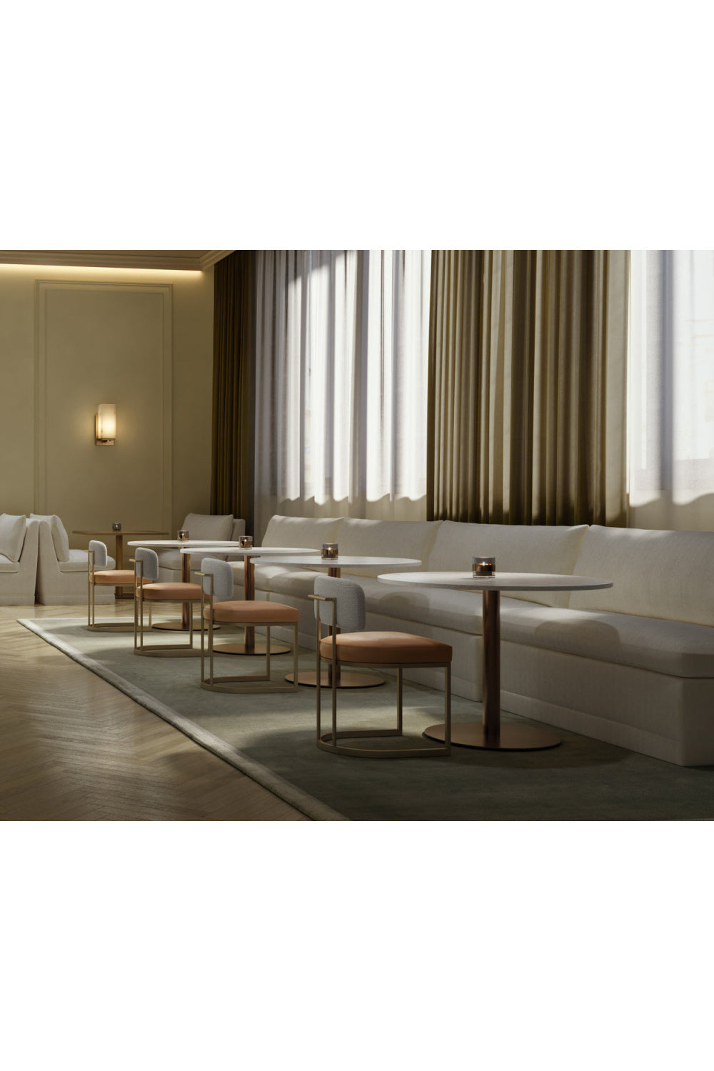White Rectangular Banquette by Splendido Donatella Bench, alternate view 8