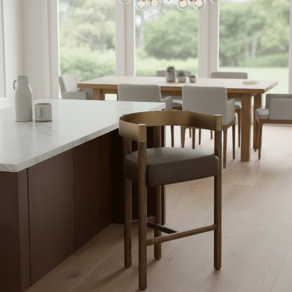 Brown Ash Curved Bar Stool by Splendido Manolo Barstool, alternate view 2