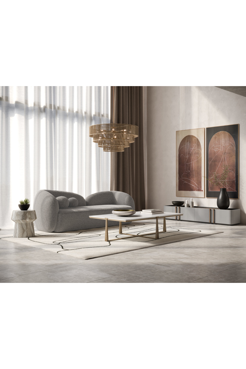 Gray Bouclé Curved Sofa - Sculptural Cloud Design by Splendido Esme, alternate view 5