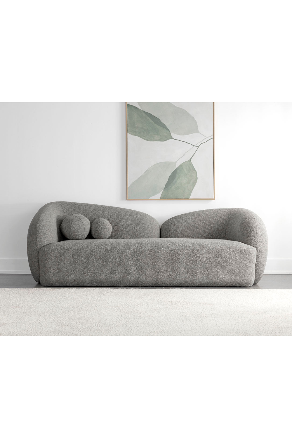 Gray Bouclé Curved Sofa - Sculptural Cloud Design by Splendido Esme, alternate view 6