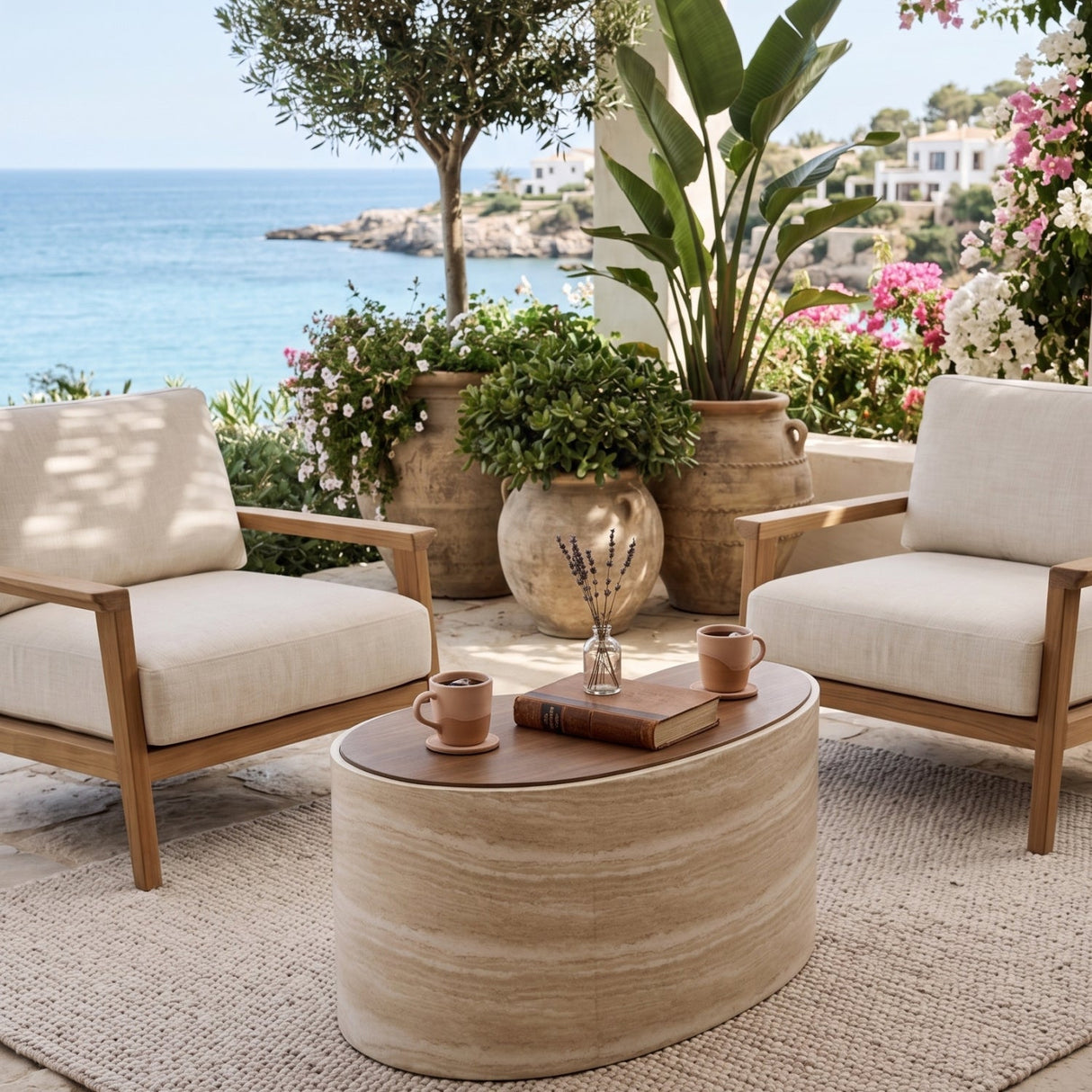 Freeform Travertine-Look Indoor/Outdoor Coffee Table by Splendido Ishiko, alternate view 11