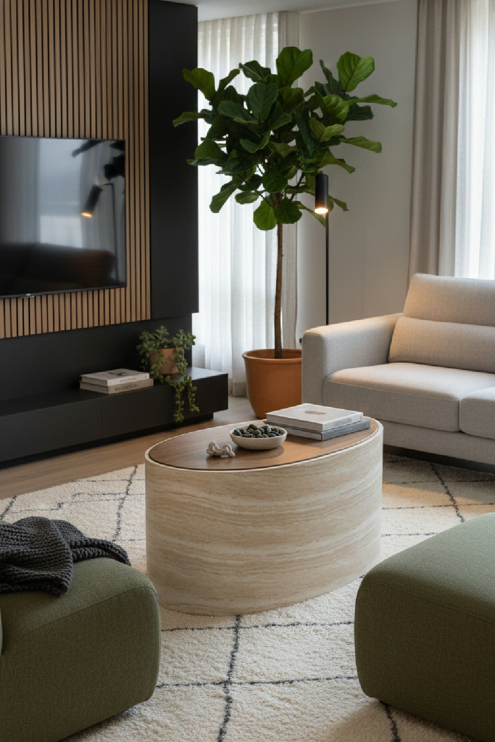 Freeform Travertine-Look Indoor/Outdoor Coffee Table by Splendido Ishiko, alternate view 15
