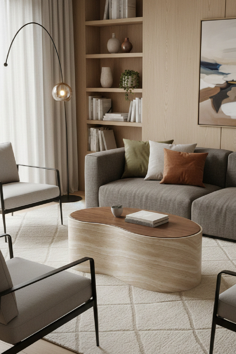 Freeform Travertine-Look Indoor/Outdoor Coffee Table by Splendido Ishiko, alternate view 22