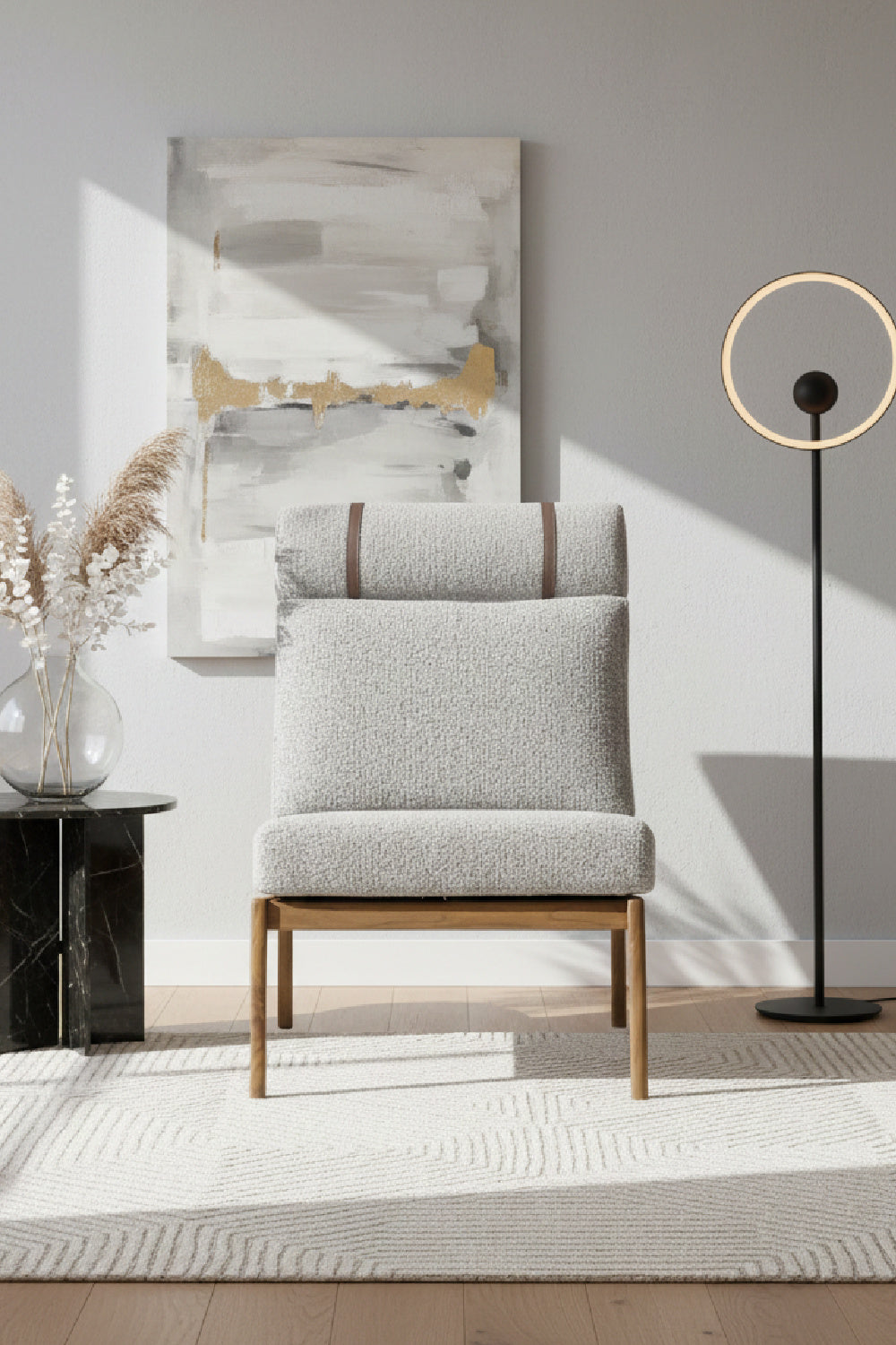 Gray Boucle Lounge Chair by Splendido Elanor Accent Chair, alternate view 2